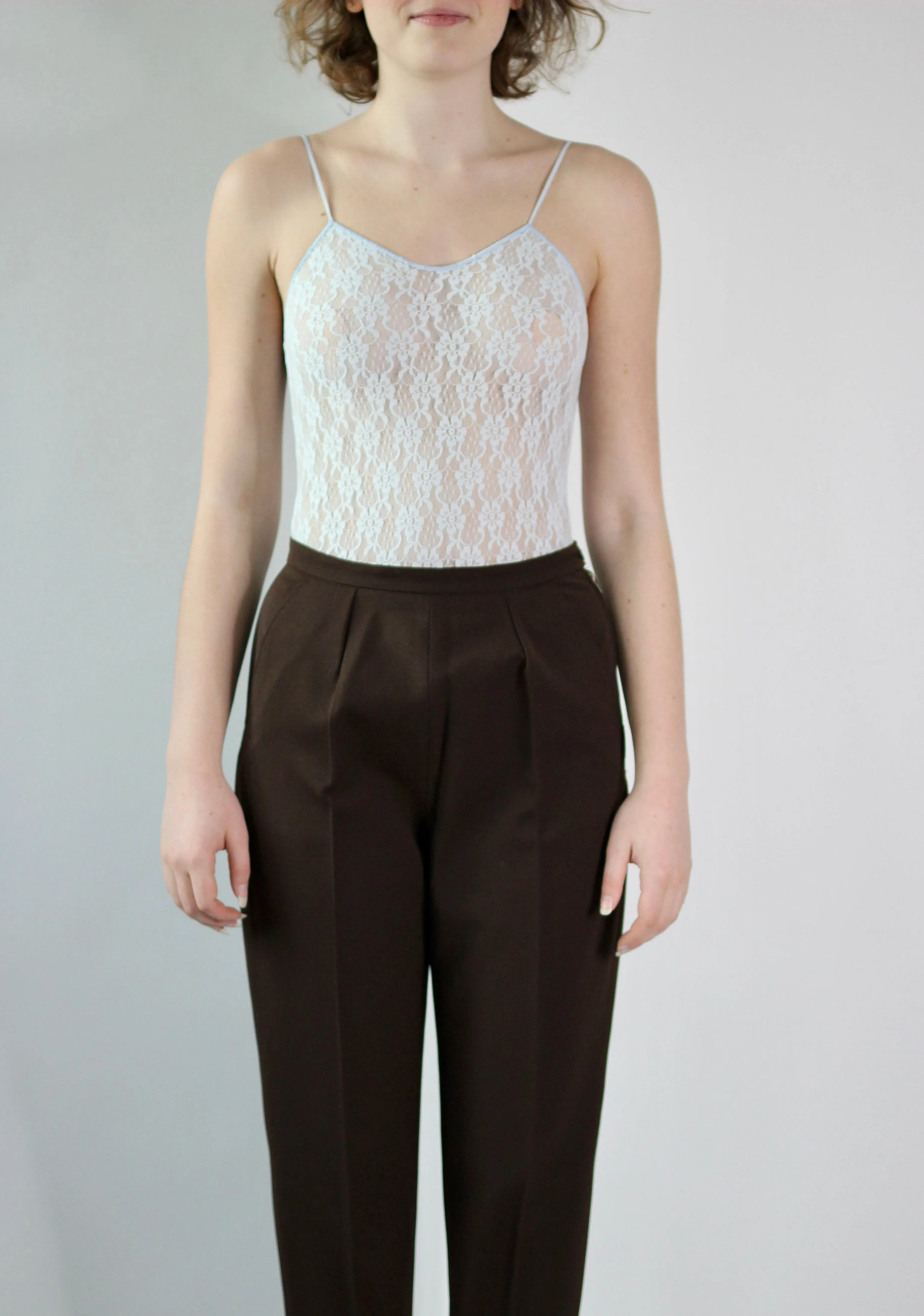 1950s 1960s Womans High Waisted Brown Pants//Size M