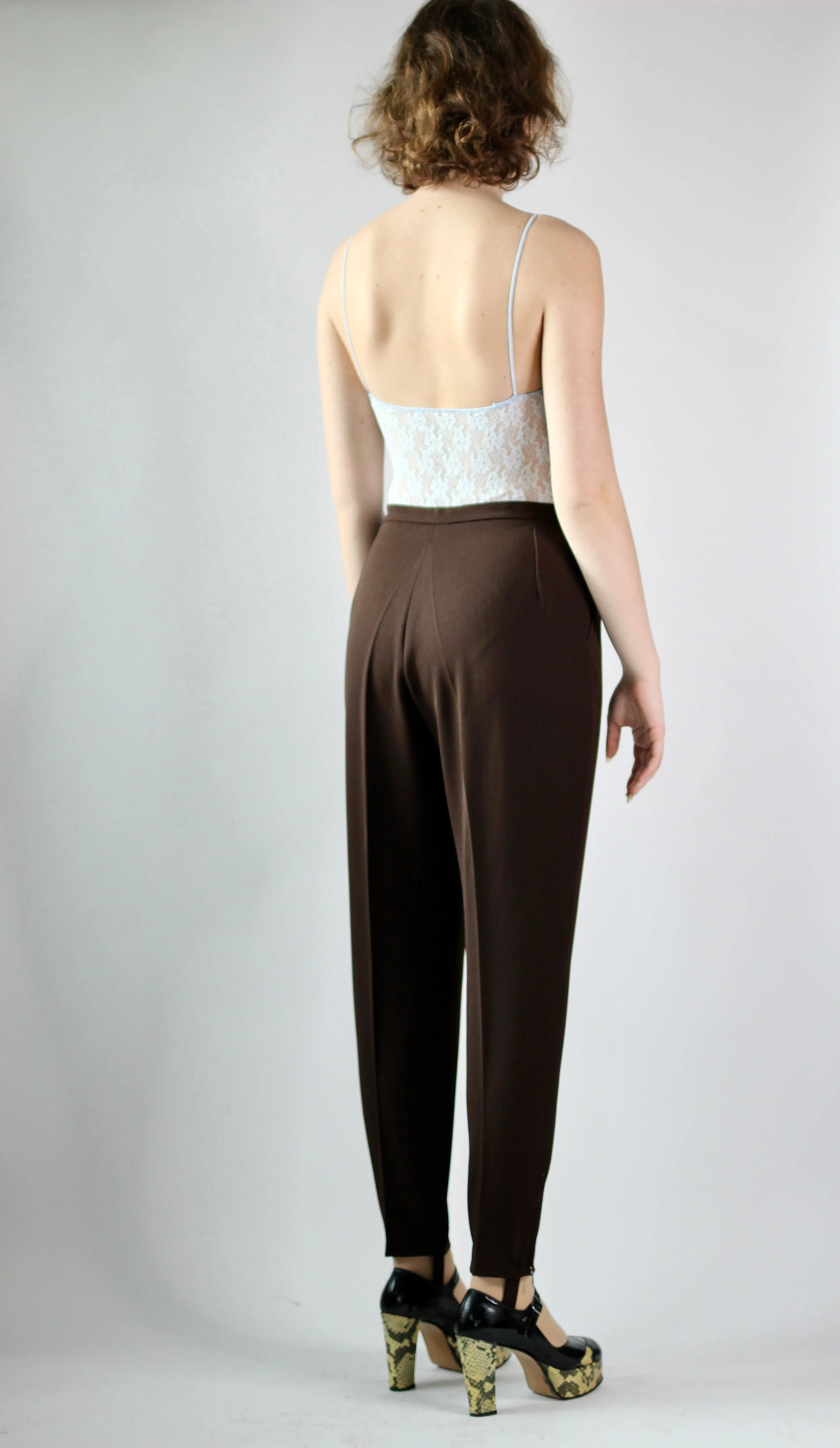 1950s 1960s Womans High Waisted Brown Pants//Size M