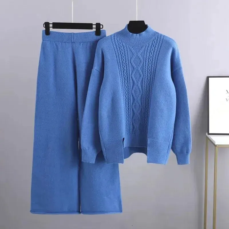 3 Piece Cashmere Women Pants Sweater Set