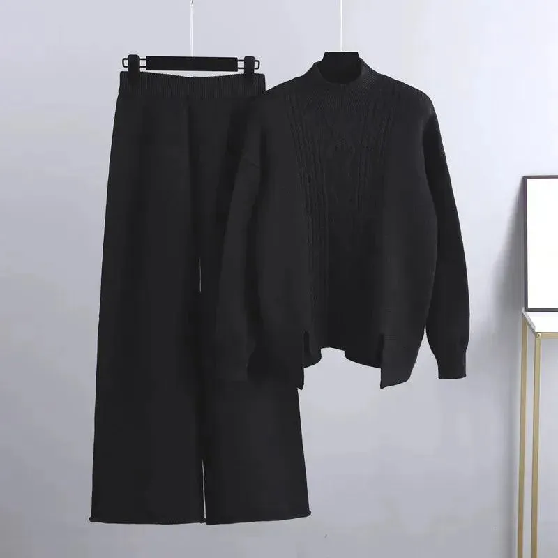 3 Piece Cashmere Women Pants Sweater Set