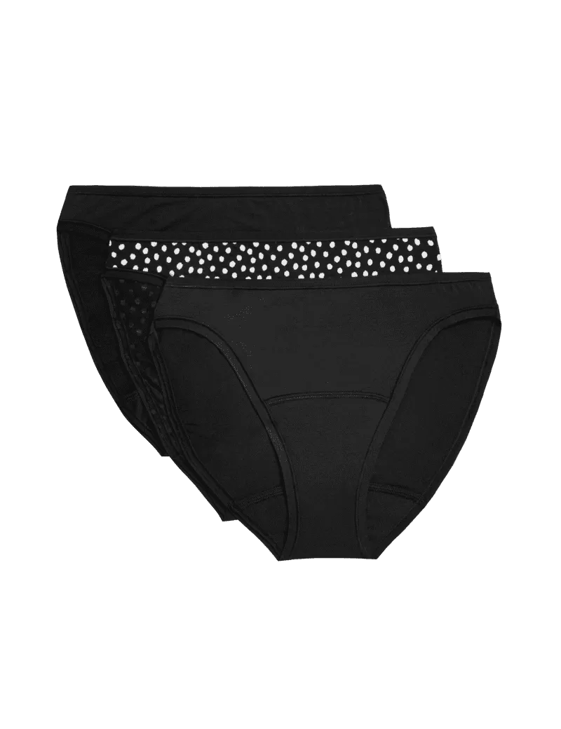 3pk Moderate Absorbency Period High Leg Knickers