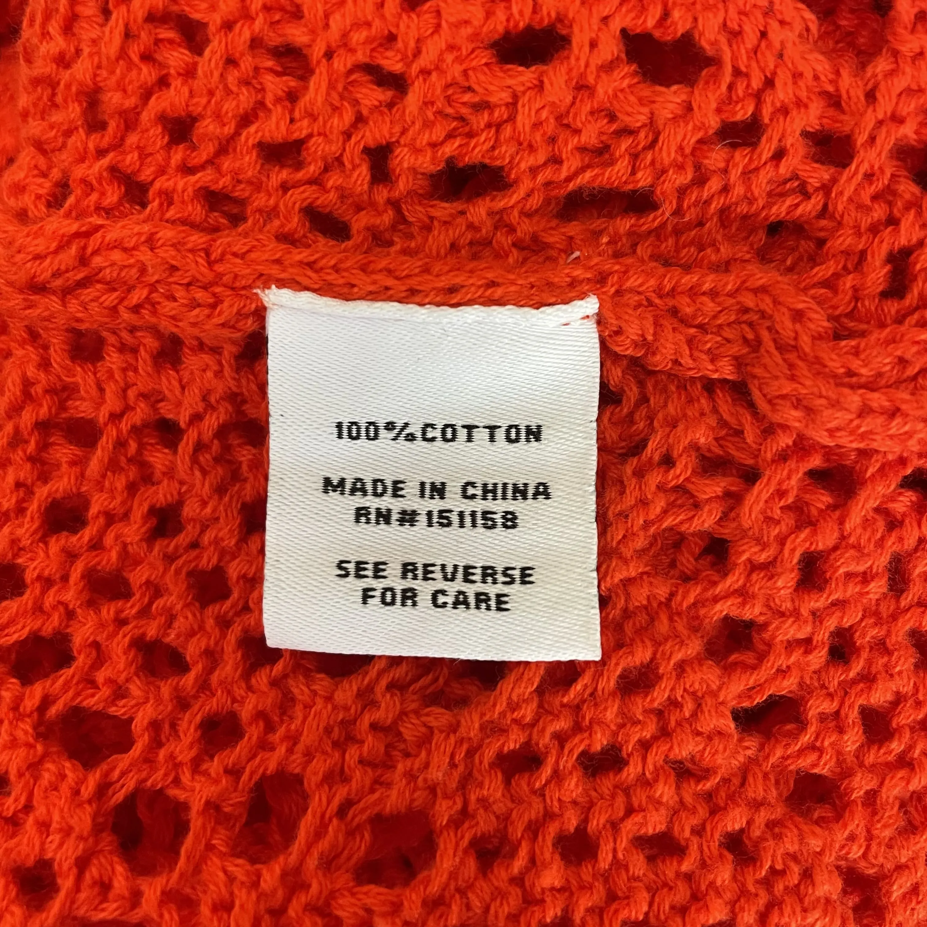 525 | Women's Red Open Knit Crop Pullover Sweater | Size: M