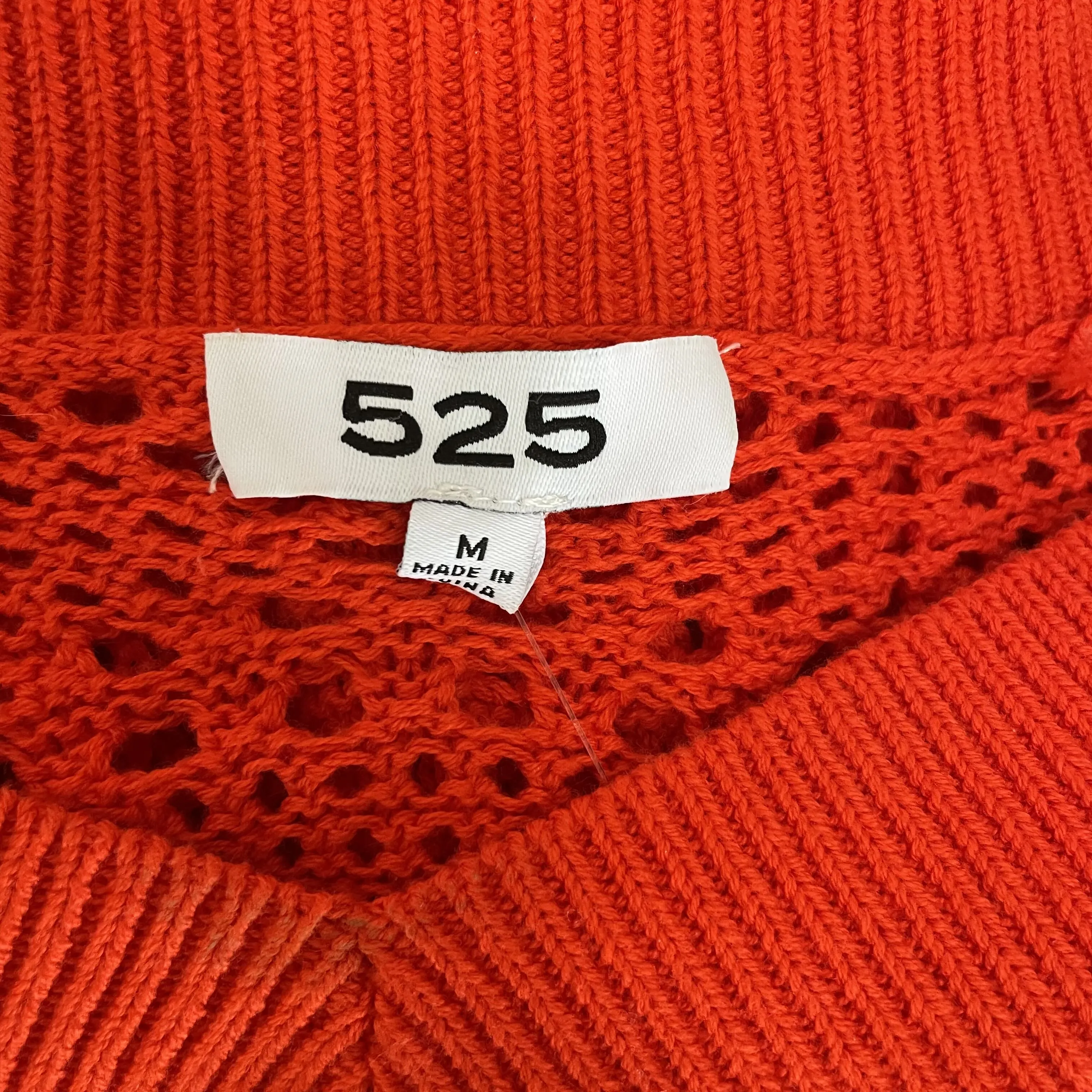 525 | Women's Red Open Knit Crop Pullover Sweater | Size: M