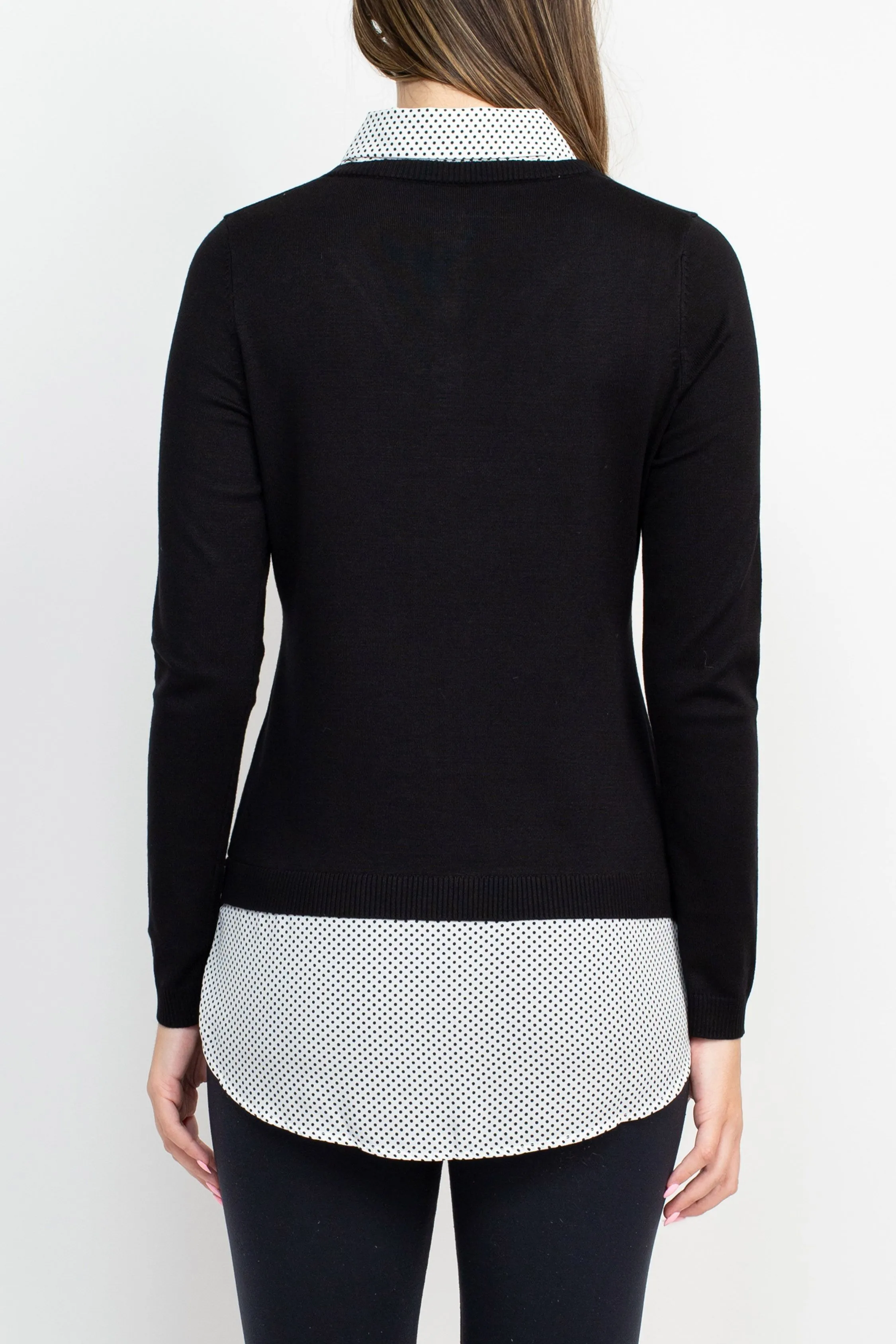 Adrianna Papell V-Neck Long Sleeve Solid Woven Sweater