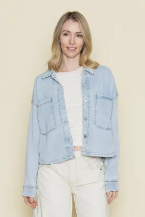 All Day Cropped Knit Denim Jacket