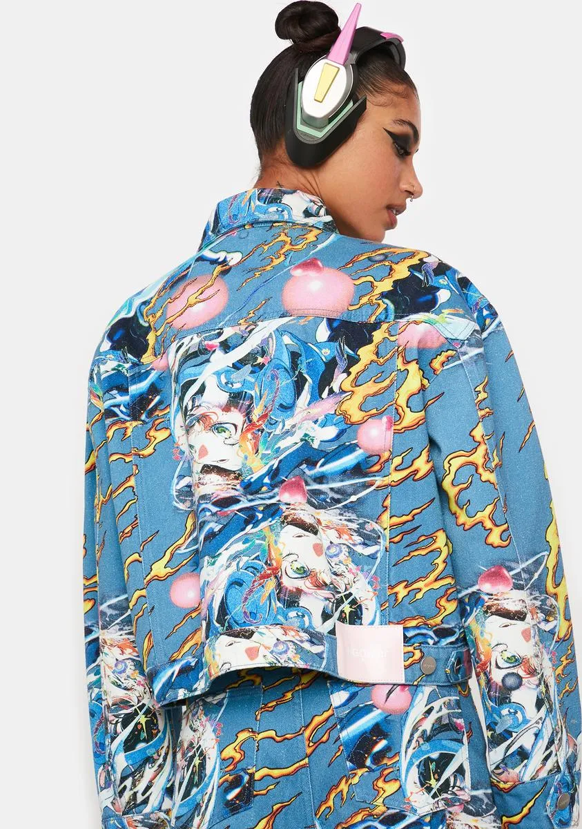 Anime Print Denim Jacket