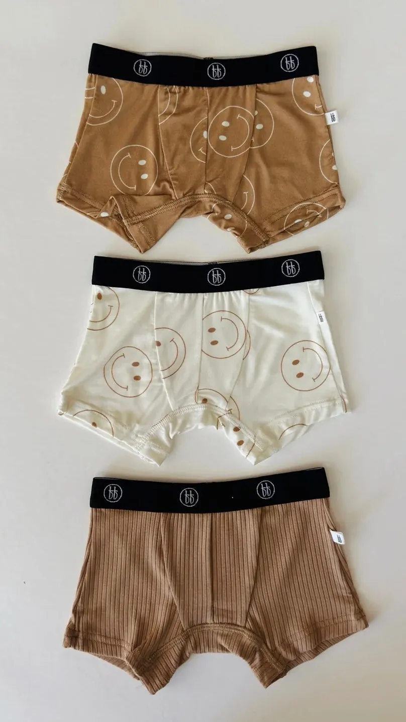 Bamboo Boxers (3 Pack) | Tan & Ivory Smile