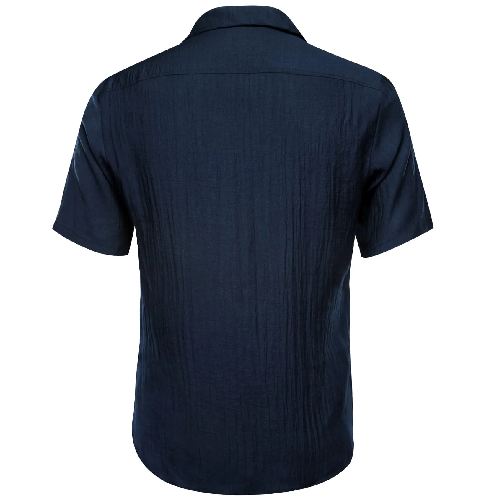Barry Wang Black Blue Shirt Short Sleeves Winsdor Collar Shirt for Men