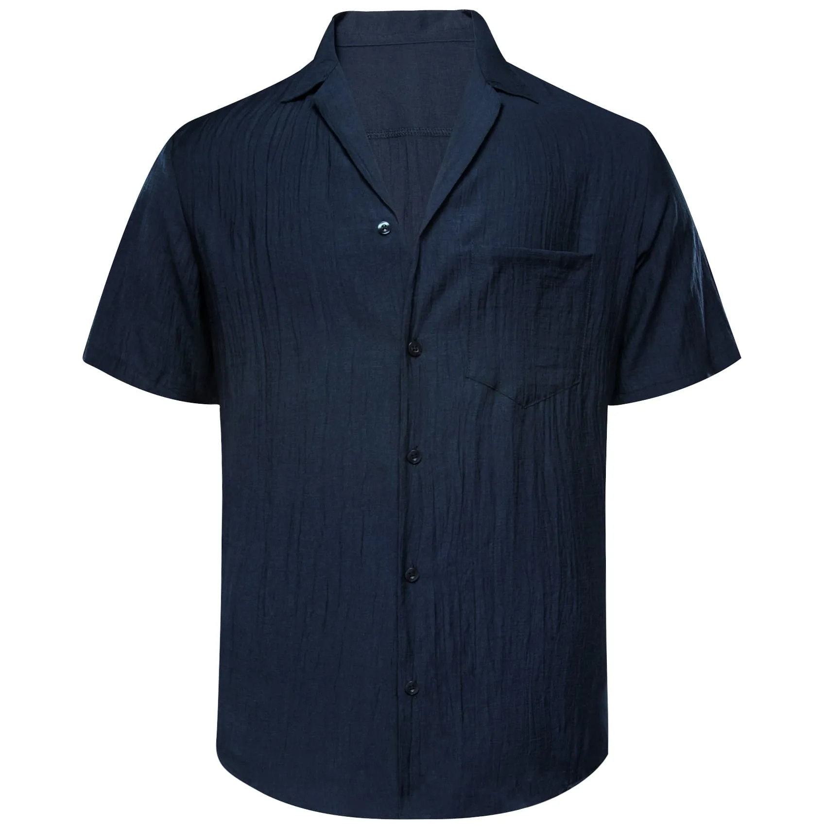 Barry Wang Black Blue Shirt Short Sleeves Winsdor Collar Shirt for Men