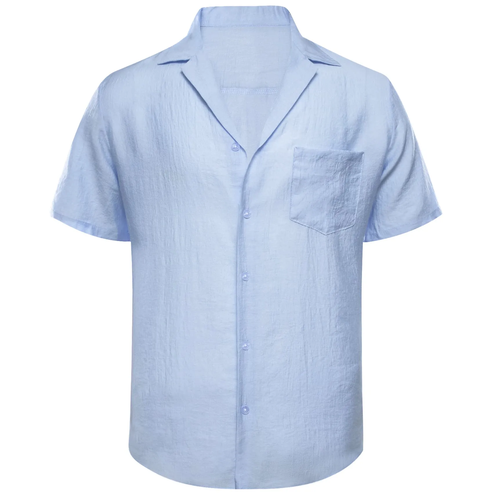 Barry Wang Blue Shirt Arctic Blue Solid Short Sleeve Mens Dress Shirt