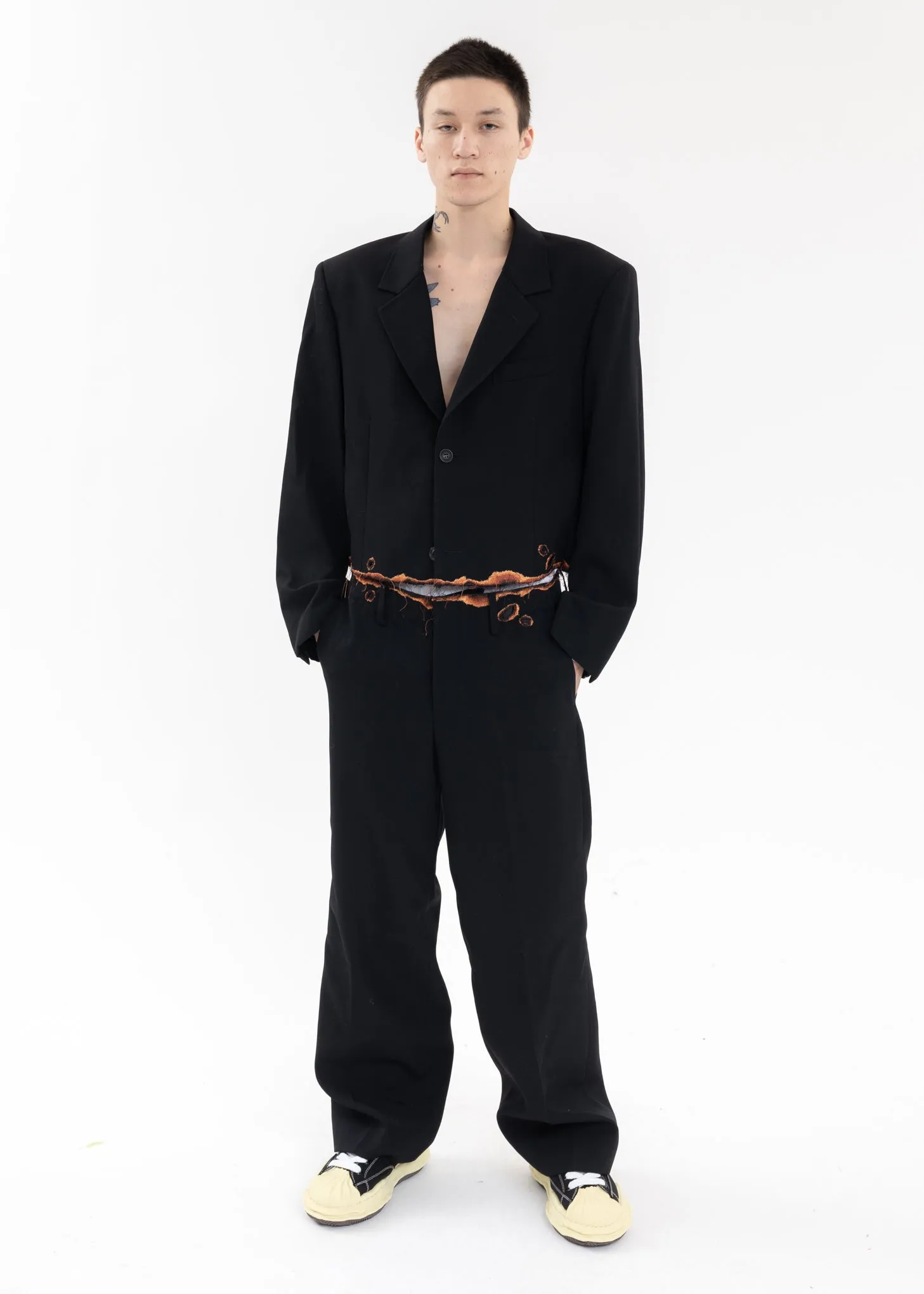 Black BURNIG EMBROIDERY TAILORED JACKET