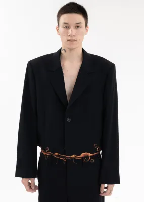 Black BURNIG EMBROIDERY TAILORED JACKET