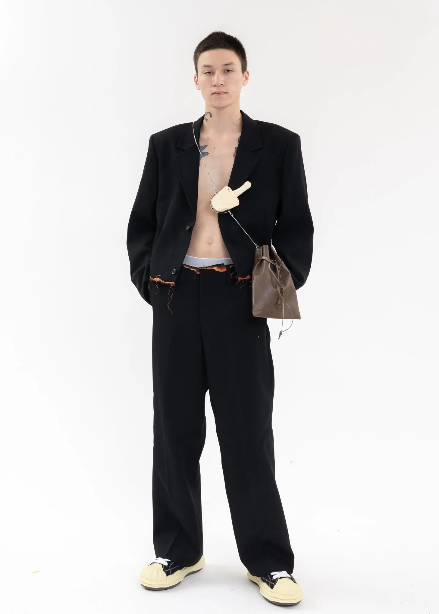 Black BURNIG EMBROIDERY TAILORED JACKET