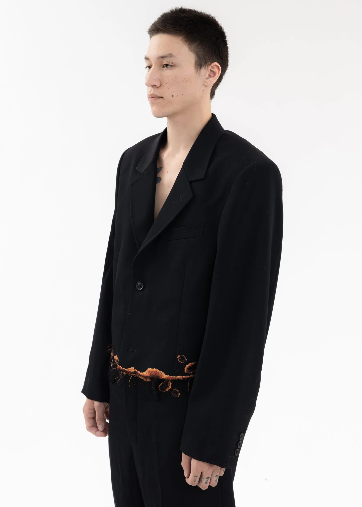 Black BURNIG EMBROIDERY TAILORED JACKET