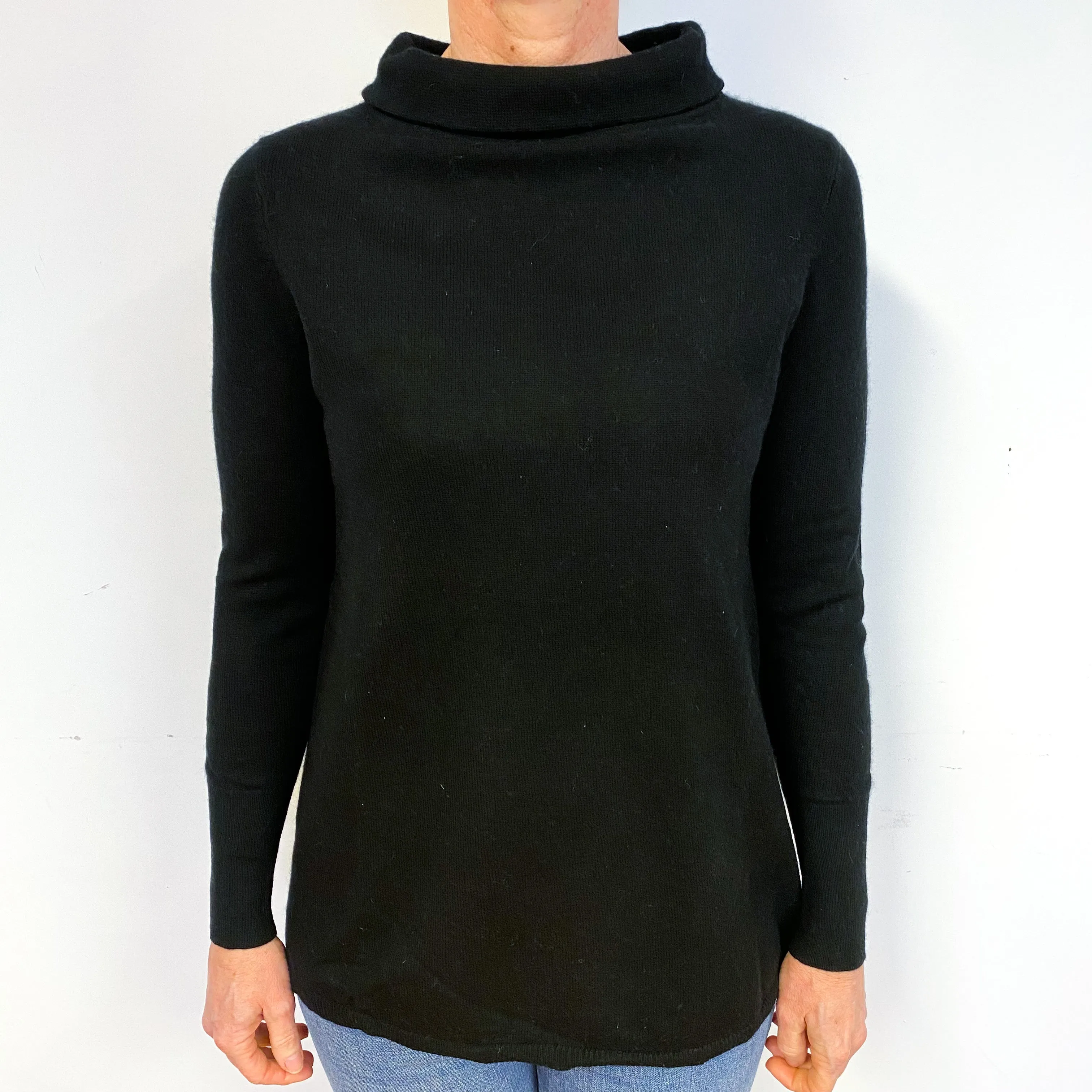 Black Cashmere Funnel Neck Jumper Medium