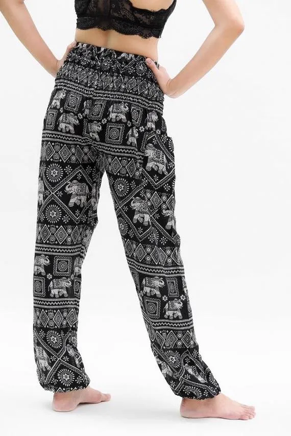 Black Elephant Boho Pants | CozyCouture®
