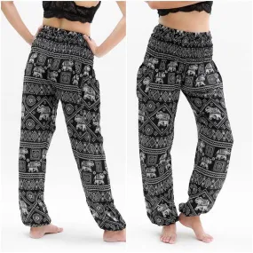 Black Elephant Boho Pants | CozyCouture®