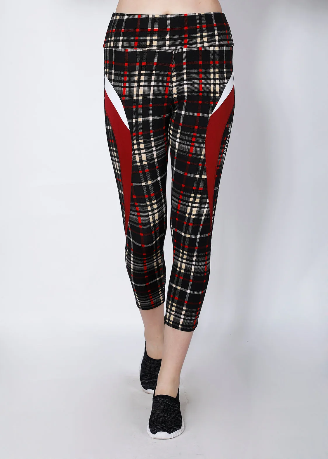 Black Red Checked 7/8th tights