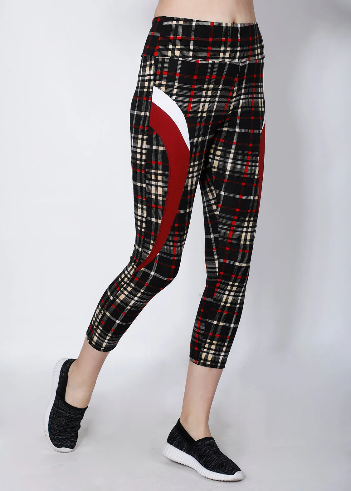 Black Red Checked 7/8th tights