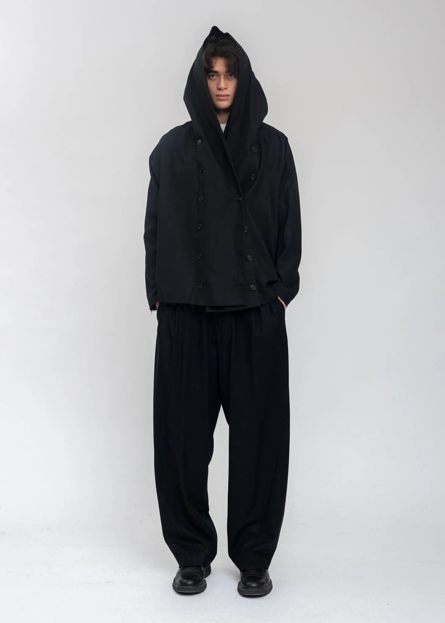 Black Wool Muffler Jacket