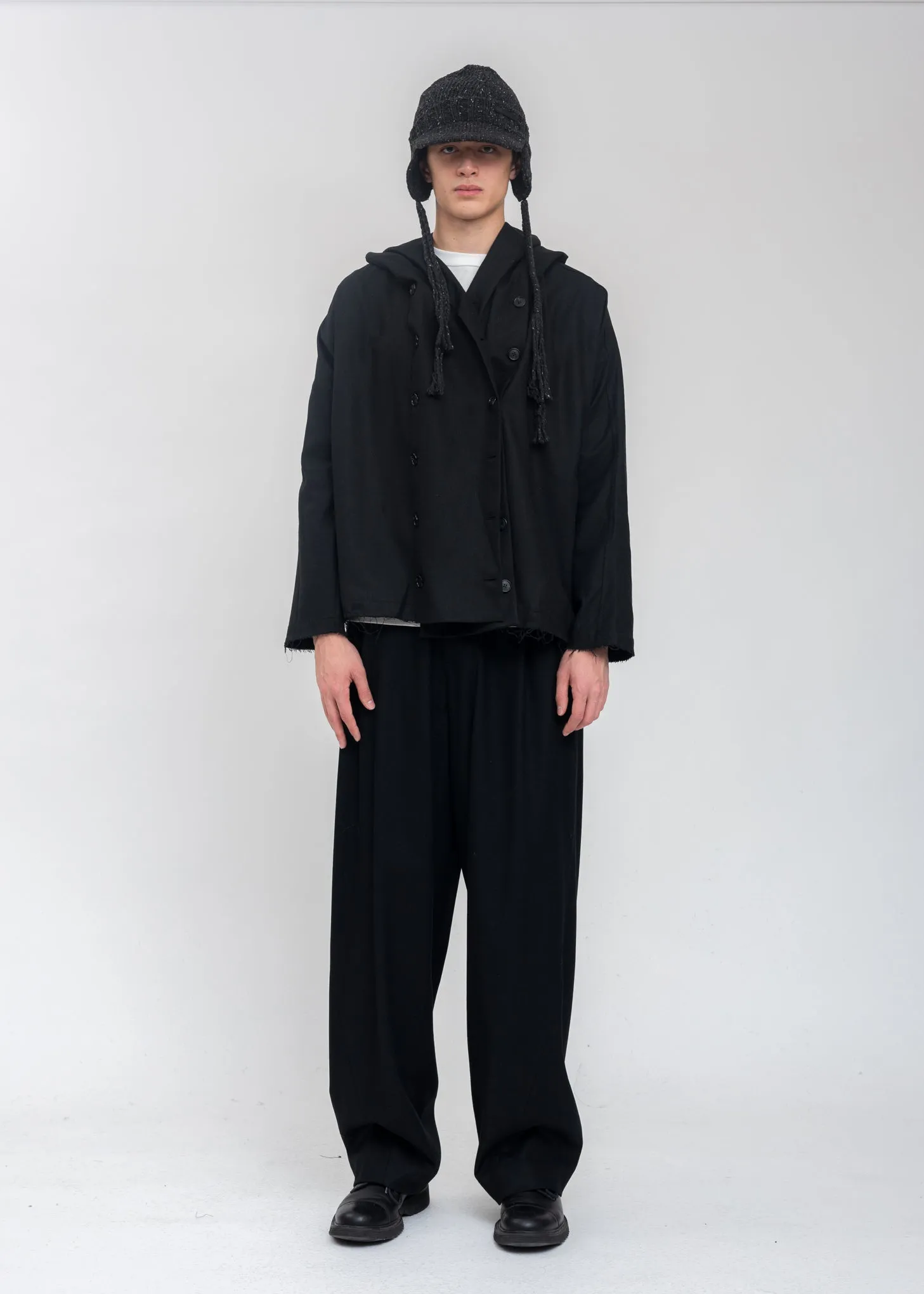 Black Wool Muffler Jacket