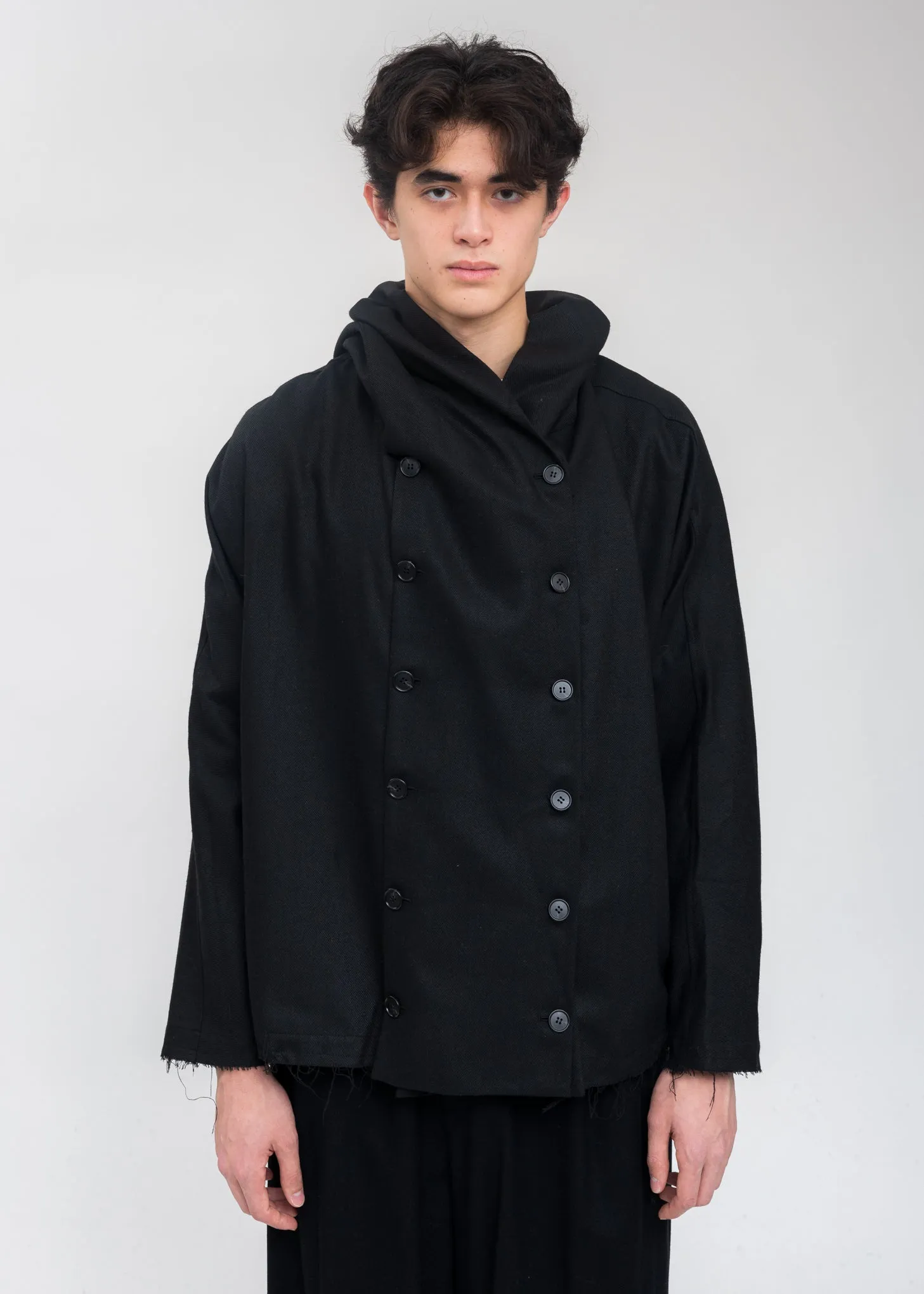 Black Wool Muffler Jacket