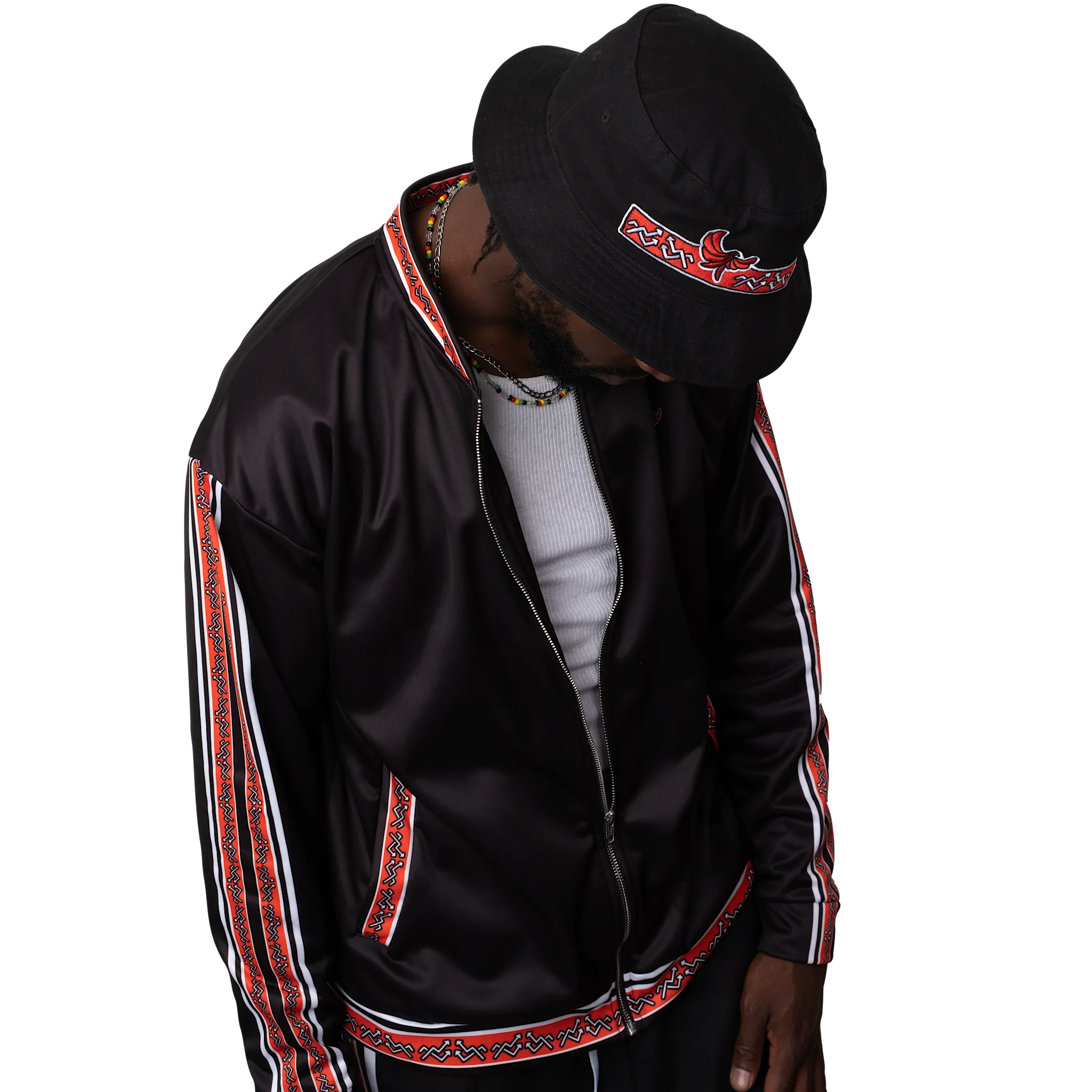 Bomber Jacket Black/White/Red " ELEVATE " Lightweight PEACE GANG