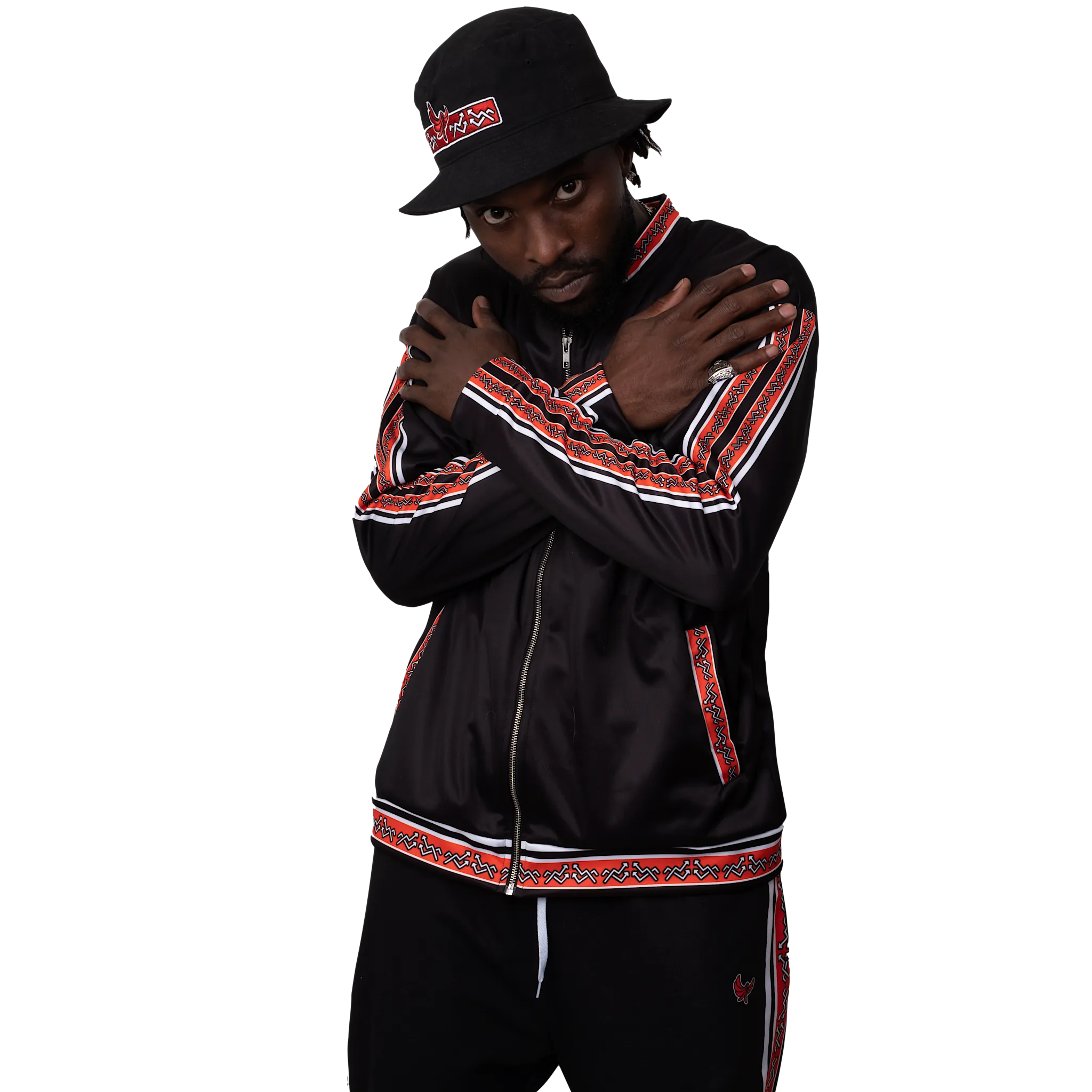 Bomber Jacket Black/White/Red " ELEVATE " Lightweight PEACE GANG
