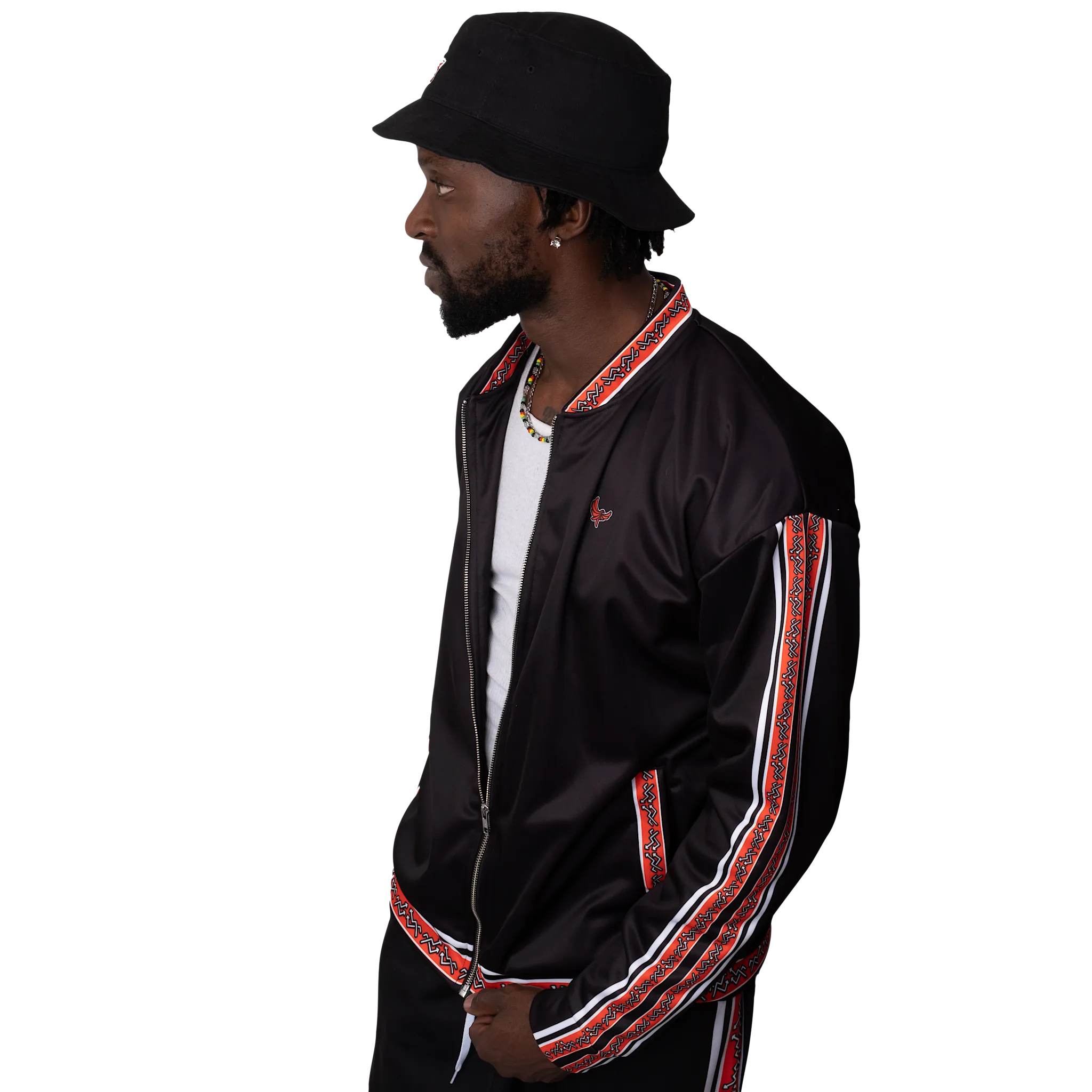 Bomber Jacket Black/White/Red " ELEVATE " Lightweight PEACE GANG