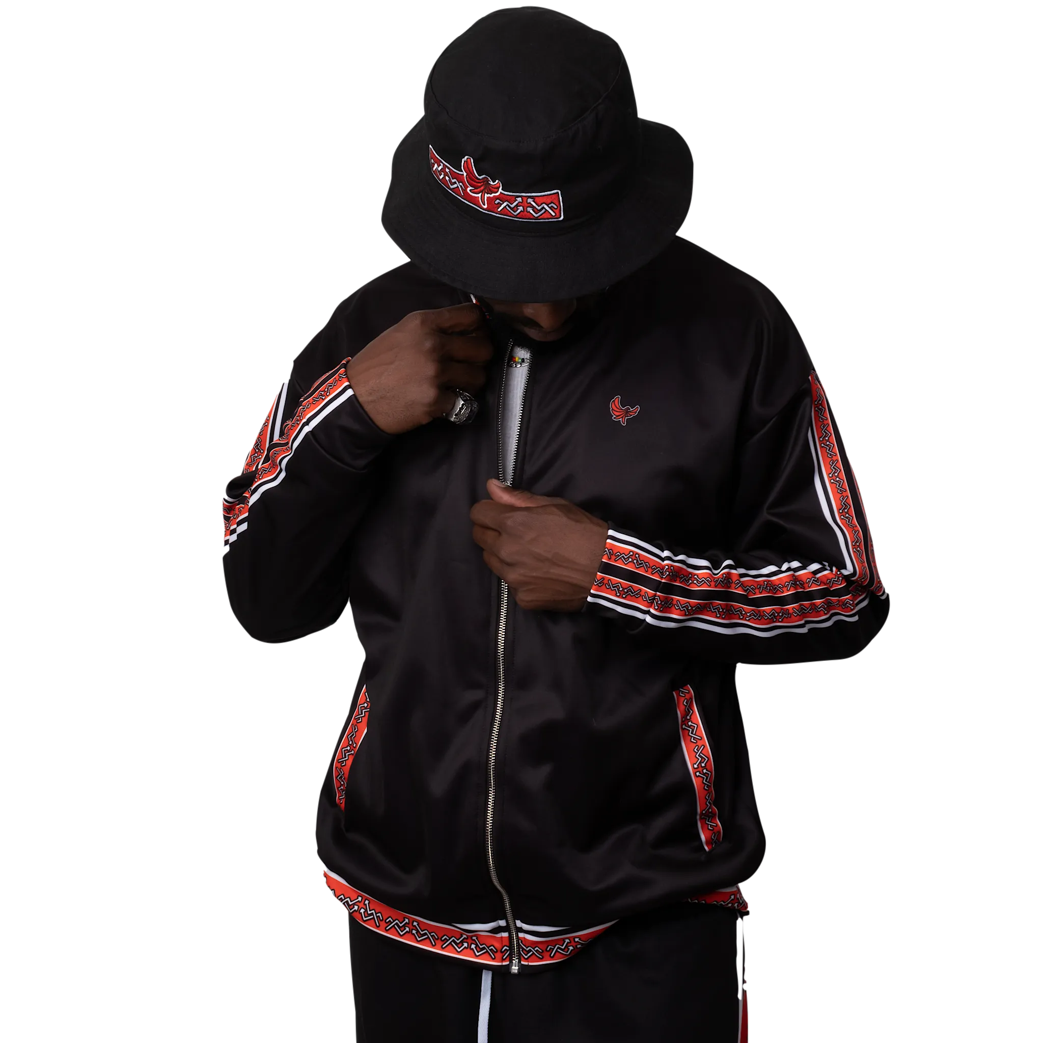 Bomber Jacket Black/White/Red " ELEVATE " Lightweight PEACE GANG
