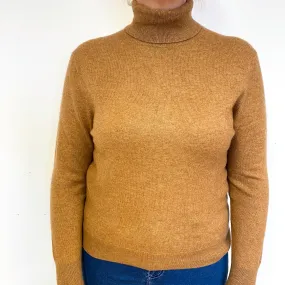 Butterscotch Brown Cashmere Polo Neck Jumper Large