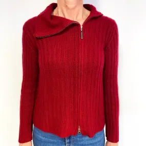 Crimson Red Cashmere Side Zip Cardigan Medium