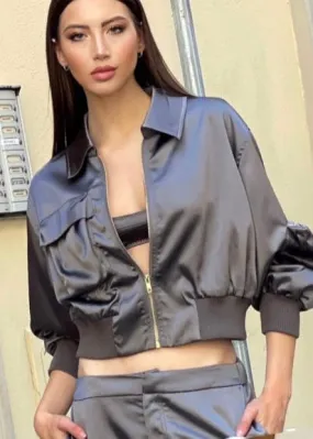 Cropped collar bomber