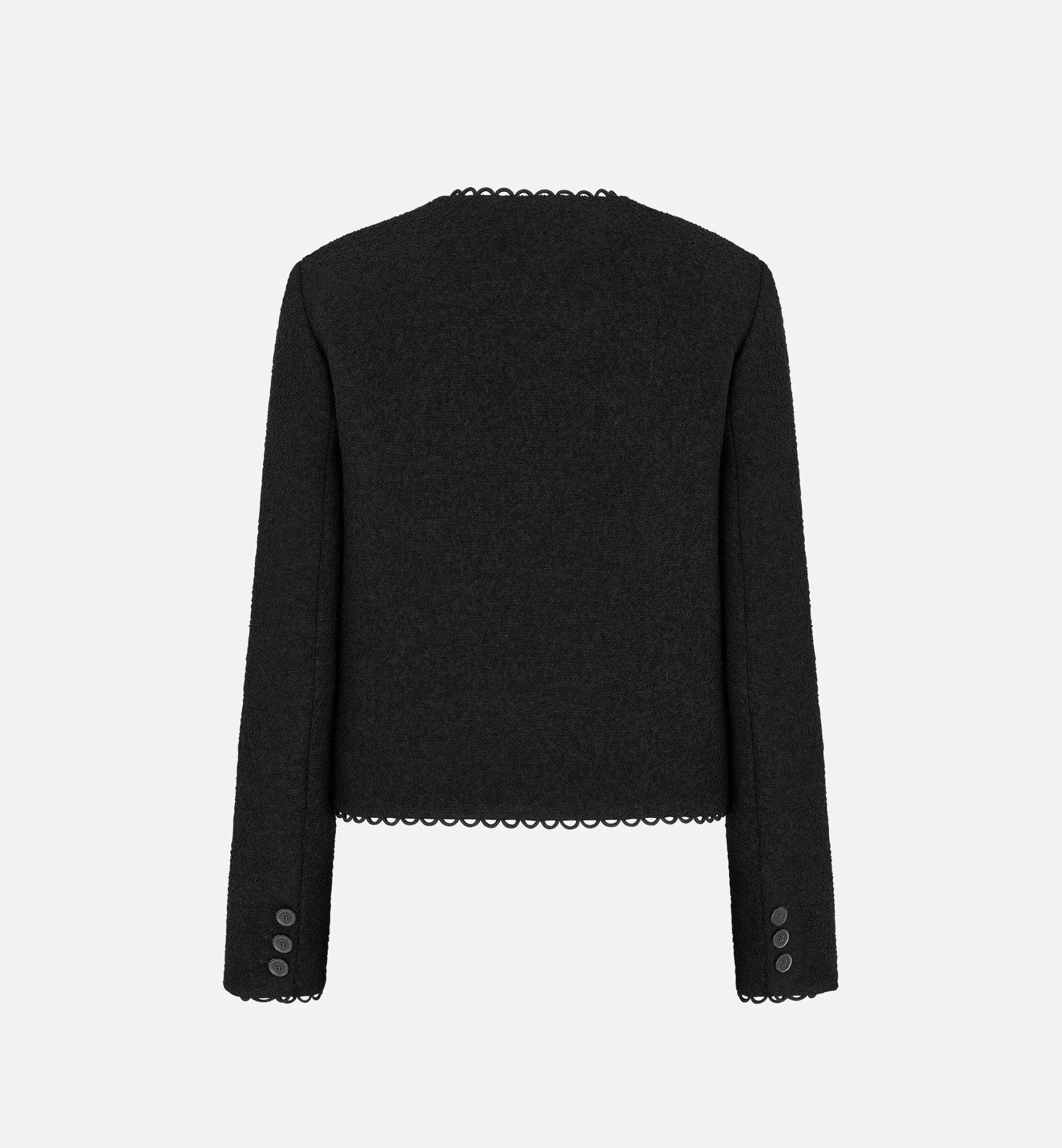 Cropped Jacket Black Double-Sided Virgin Wool Bouclé