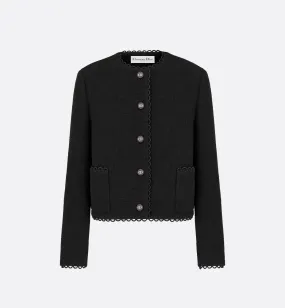 Cropped Jacket Black Double-Sided Virgin Wool Bouclé