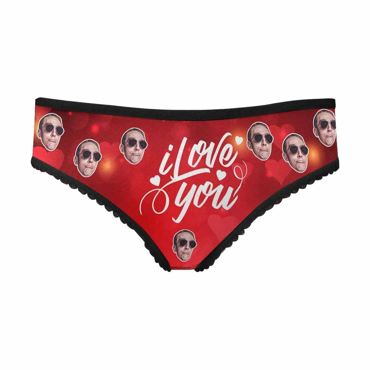 Custom Face I Love You Underwear Personalized Red Women's All Over Print High-cut Briefs Valentine's Day Gift For Her