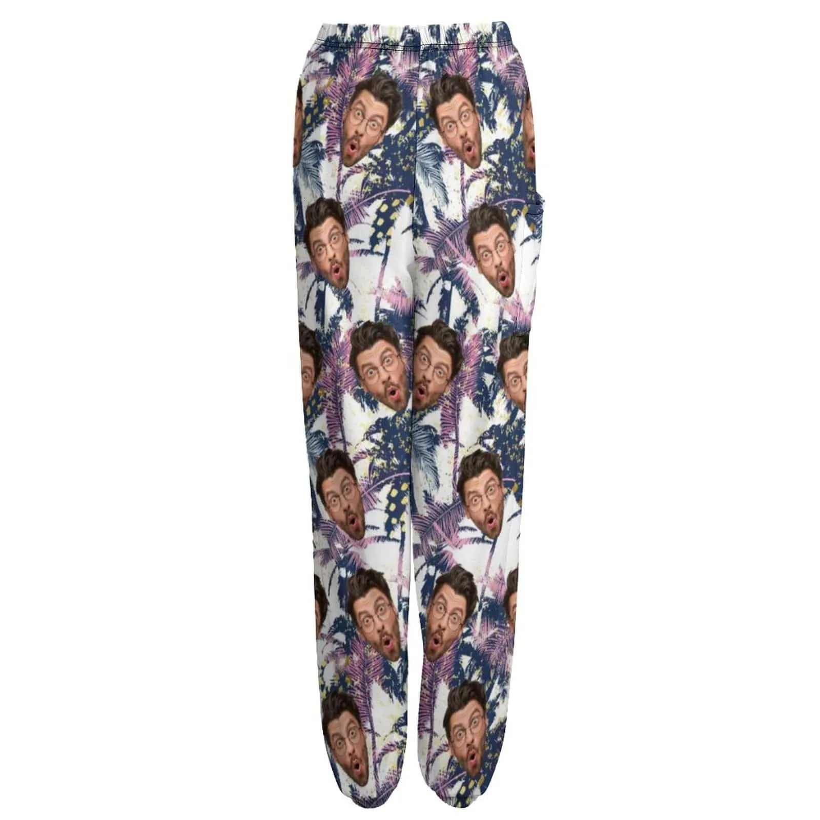 Custom Face Tropical Plants Women's Jogger Casual Trousers Pants Elastic Waist Workout Sport Gym Pants With Pocket