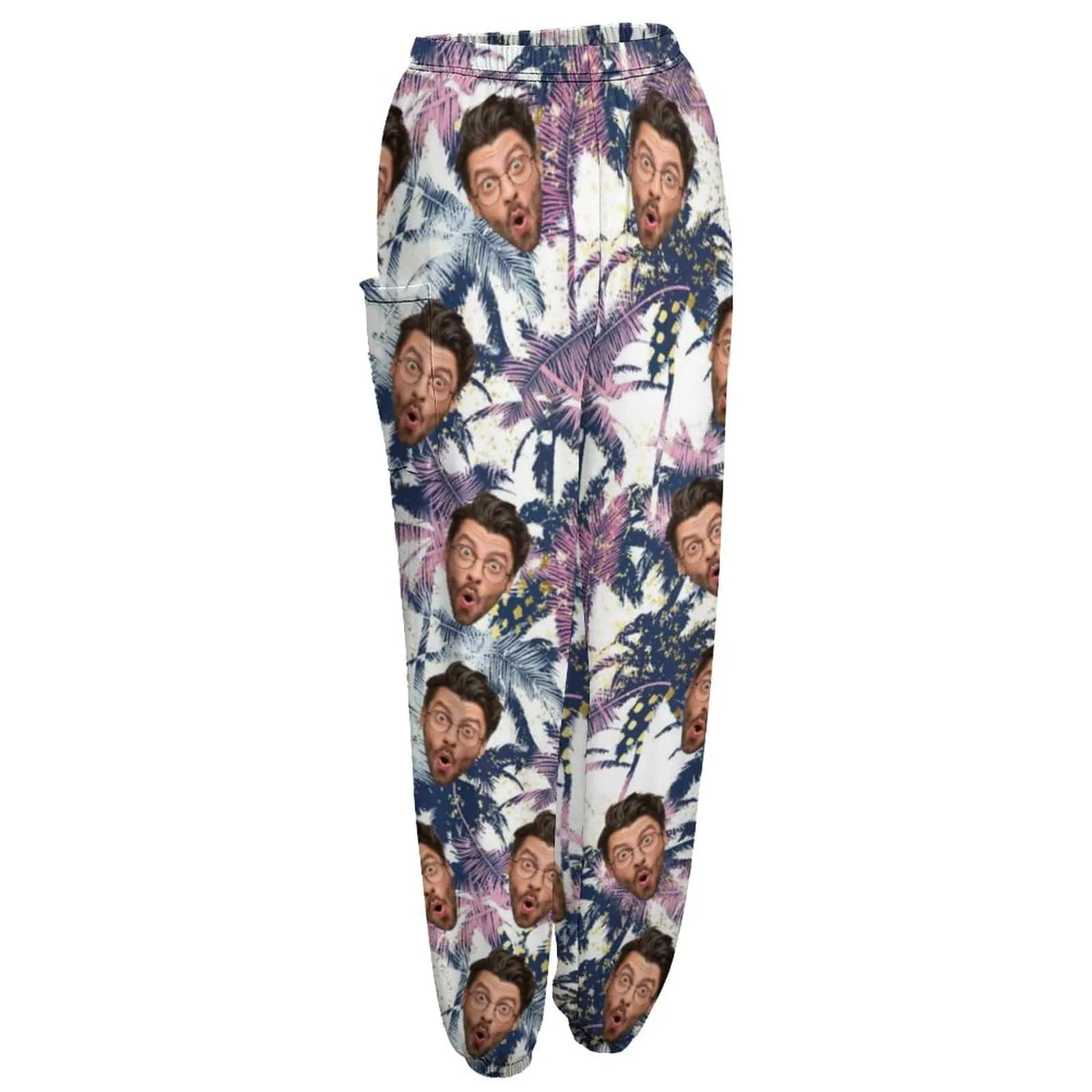 Custom Face Tropical Plants Women's Jogger Casual Trousers Pants Elastic Waist Workout Sport Gym Pants With Pocket