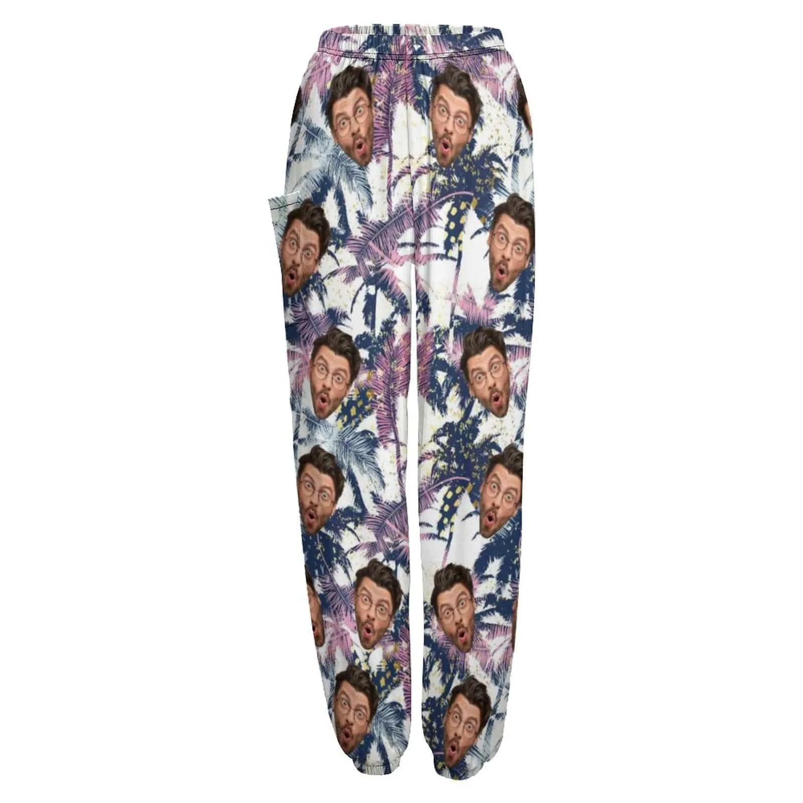 Custom Face Tropical Plants Women's Jogger Casual Trousers Pants Elastic Waist Workout Sport Gym Pants With Pocket