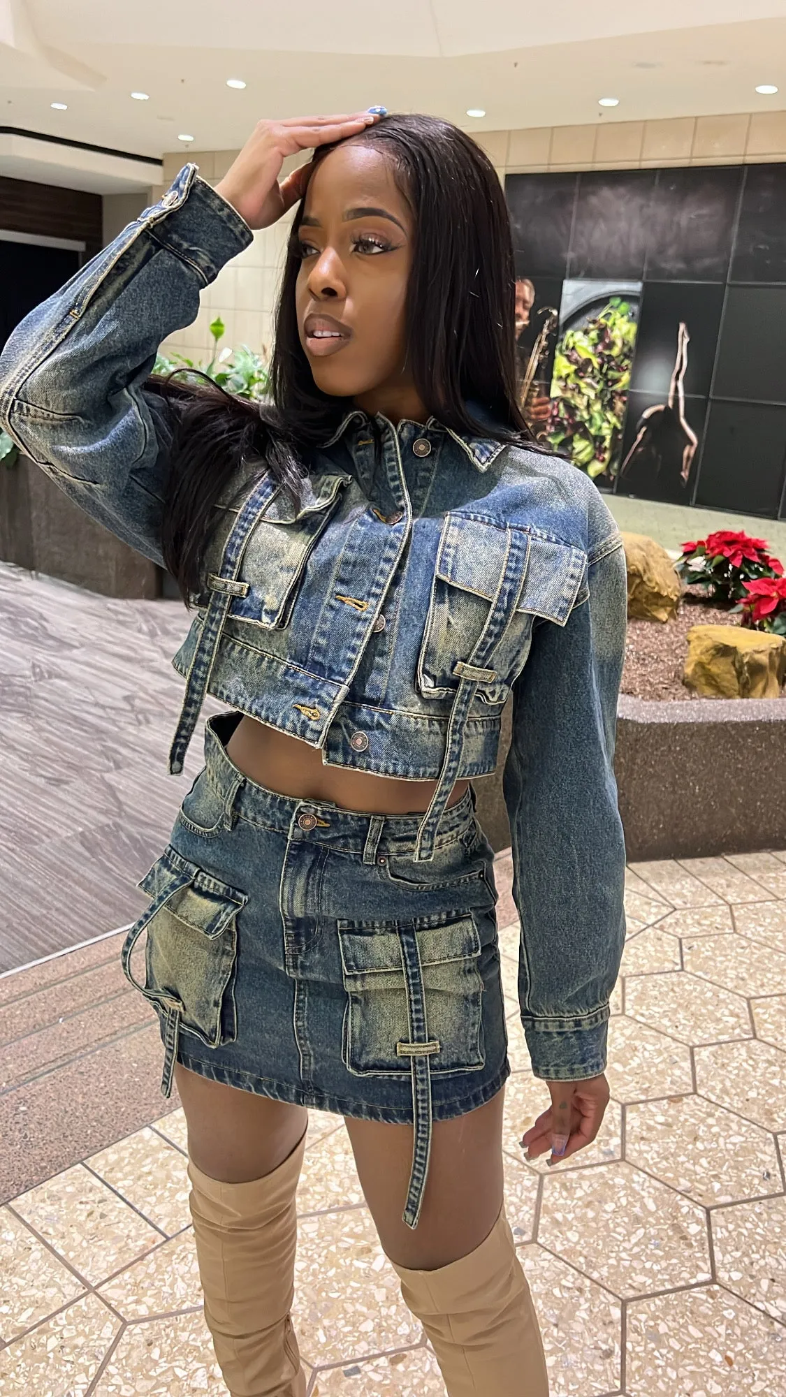 Donna Denim Skirt Set