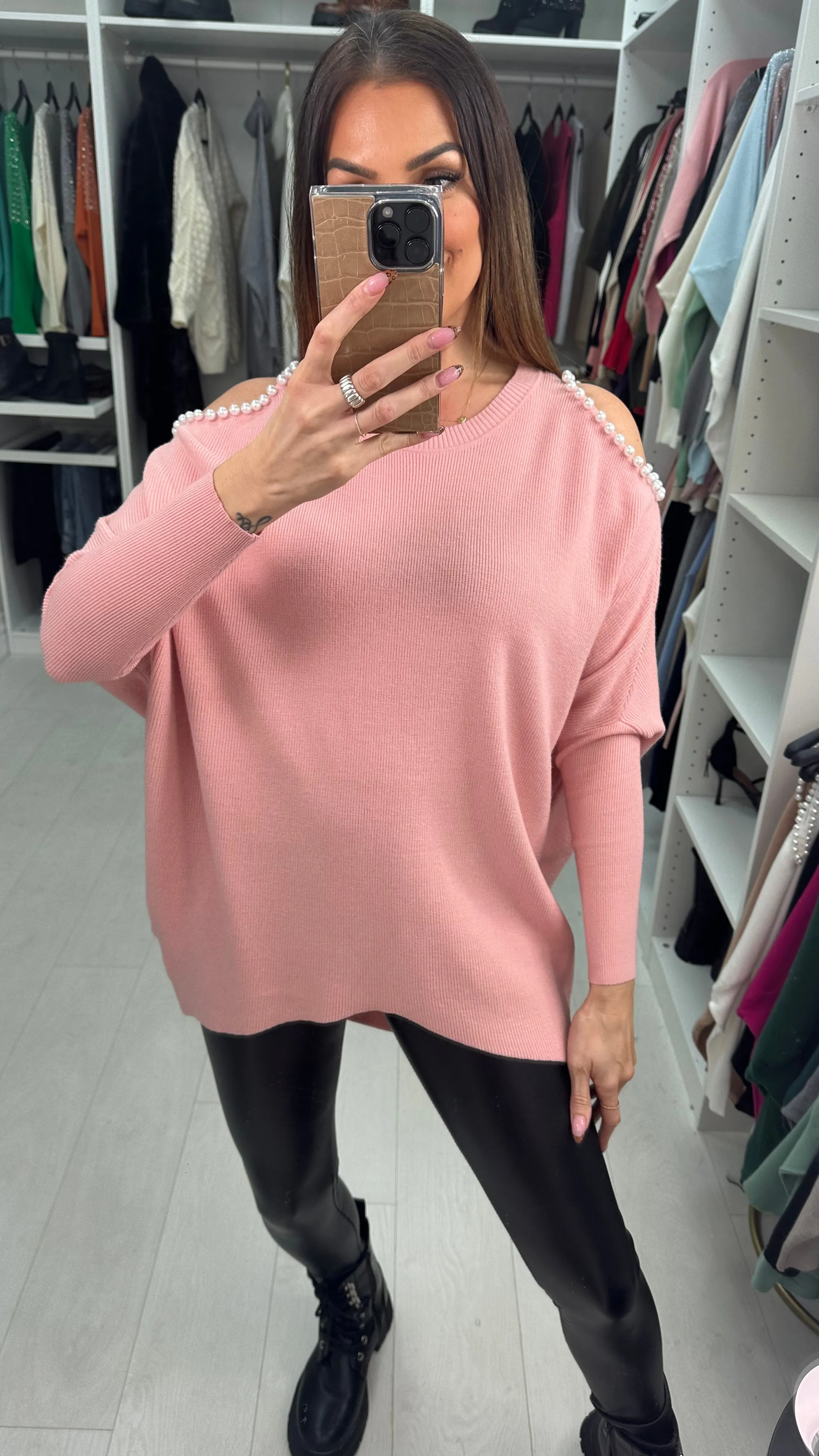 Dorina Pearl Cold Shoulder Dip Hem Jumper