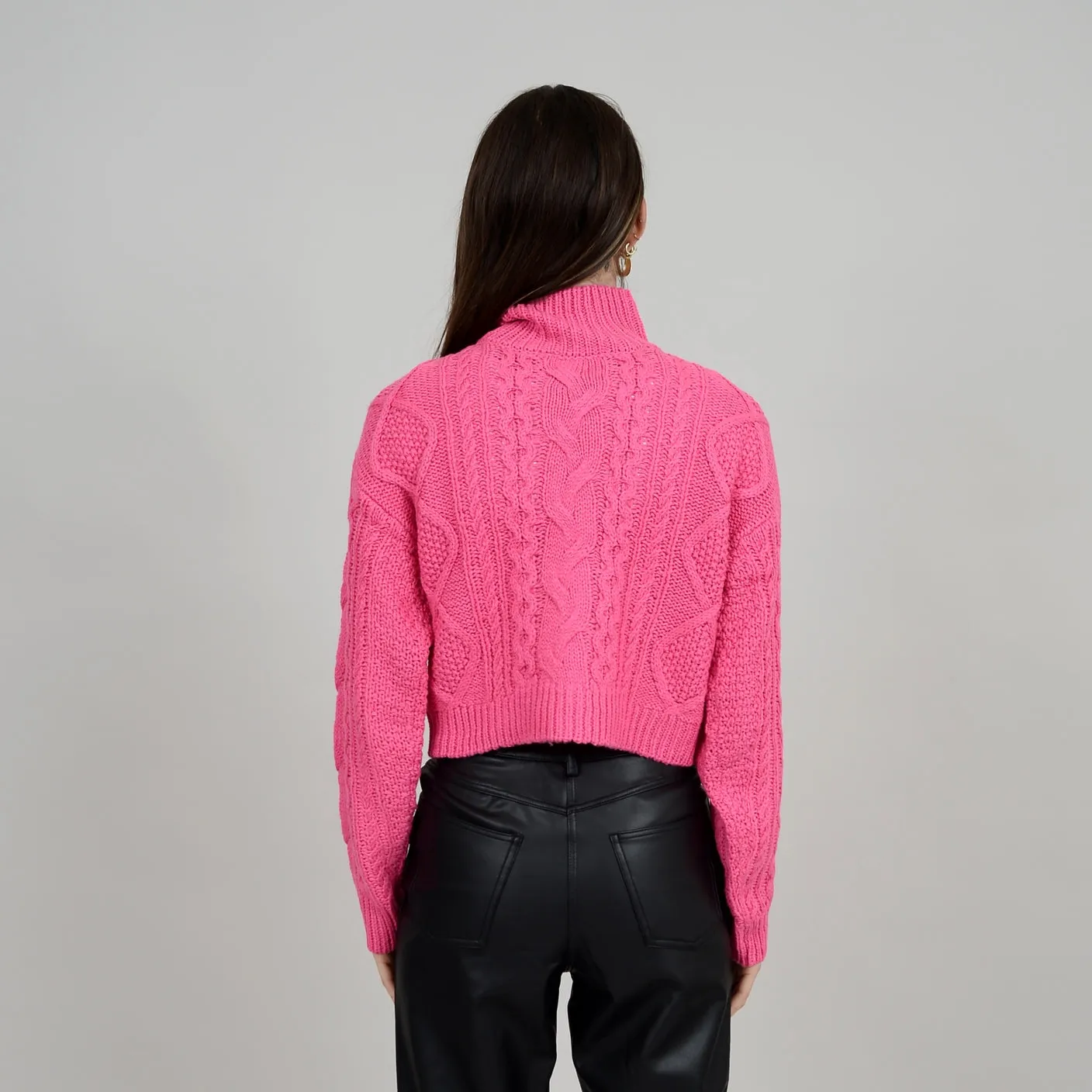 Erin Crop Turtleneck Cable Sweater