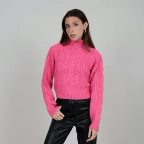 Erin Crop Turtleneck Cable Sweater