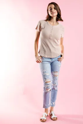 Faye Henley Shirt - Beige
