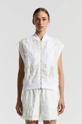Fil coupé organza bimaterial bomber jacket