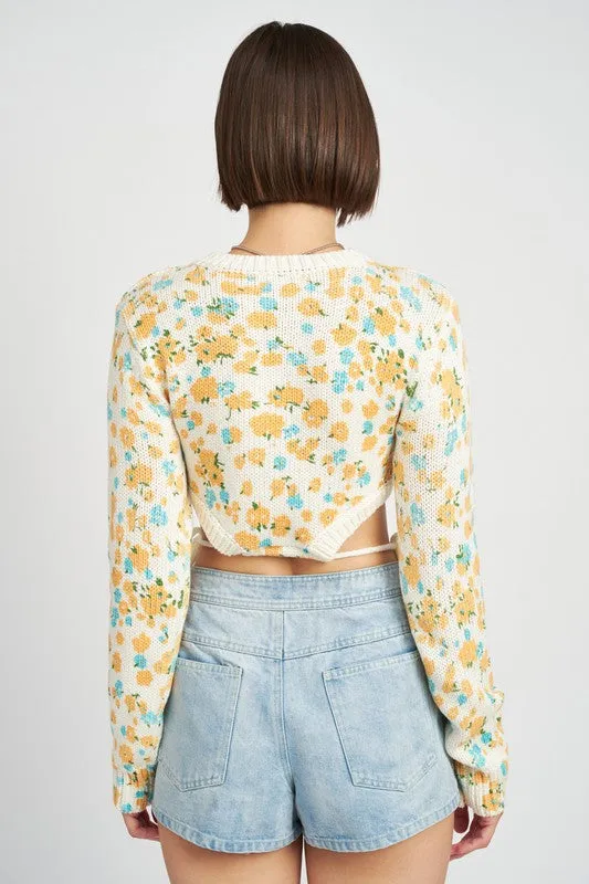 Floral Drawstring Crop Top