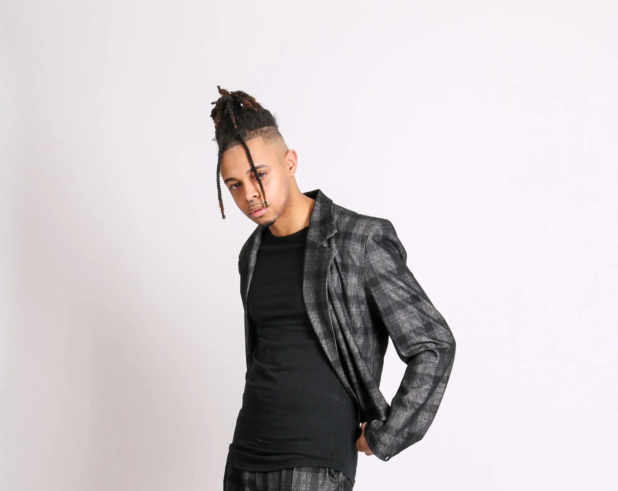 For That Thing You Have To Go To 'Dark Grey Check Cropped Blazer'