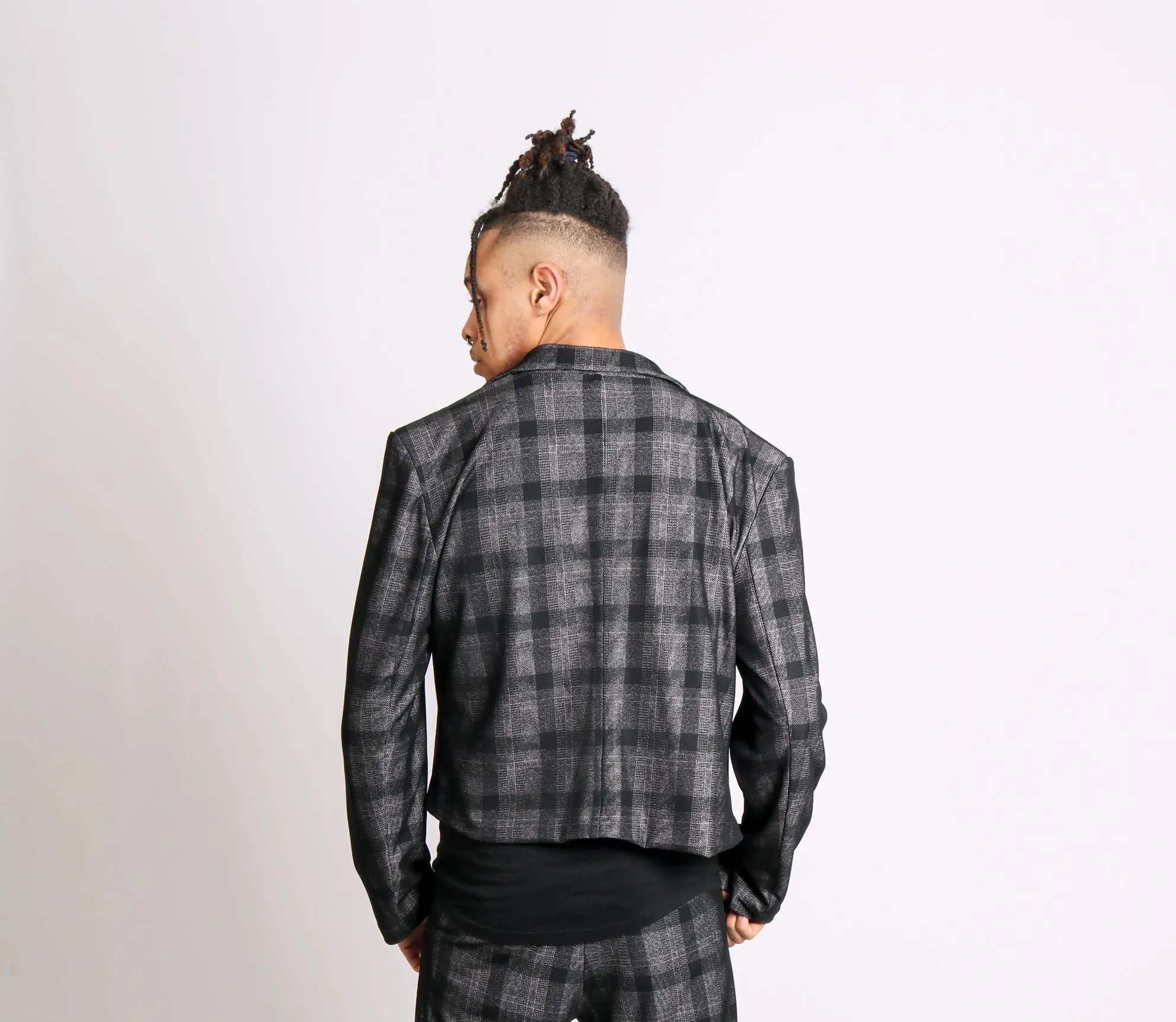 For That Thing You Have To Go To 'Dark Grey Check Cropped Blazer'
