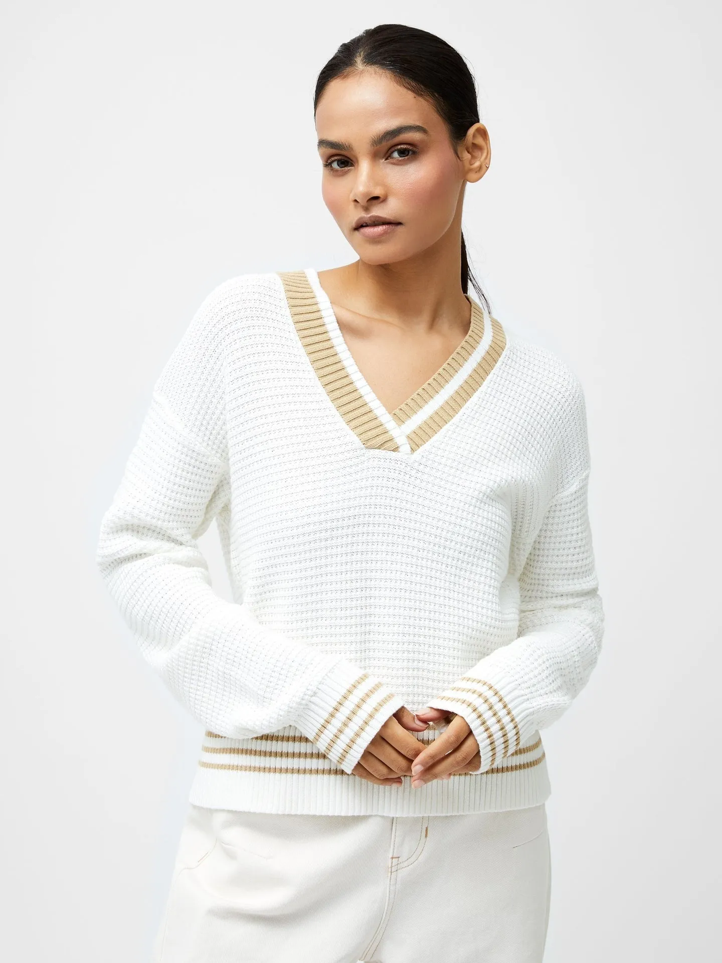 French Connection Lily Varsity V-neck Jumper