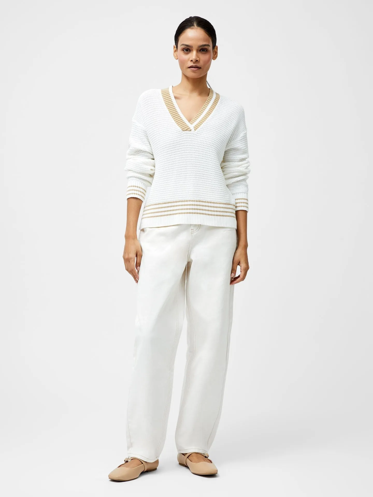 French Connection Lily Varsity V-neck Jumper